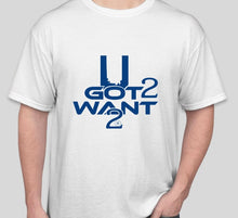Load image into Gallery viewer, UG2W2 T-Shirts - White w/ Royal Blue Logo